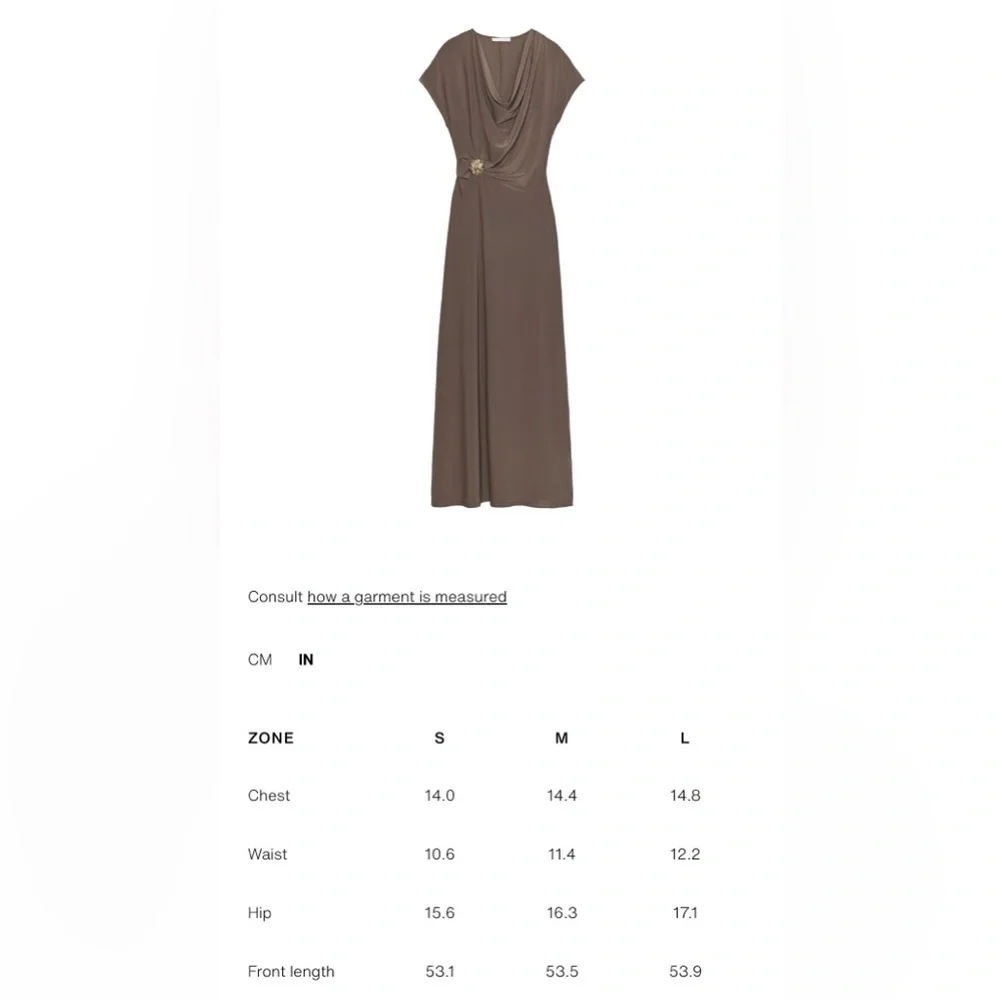 NWT Zara Elegant Brown  Dress - Picture 9 of 10